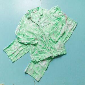 Victoria's Secret Green Pink Snowflake Flannel Thick Pajama Set Size Small Y2K